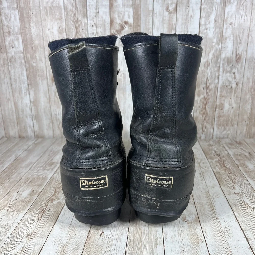 LaCrosse Iceman Black Leather Winter Duck Boots Waterproof Snow Work Boots‎ 7